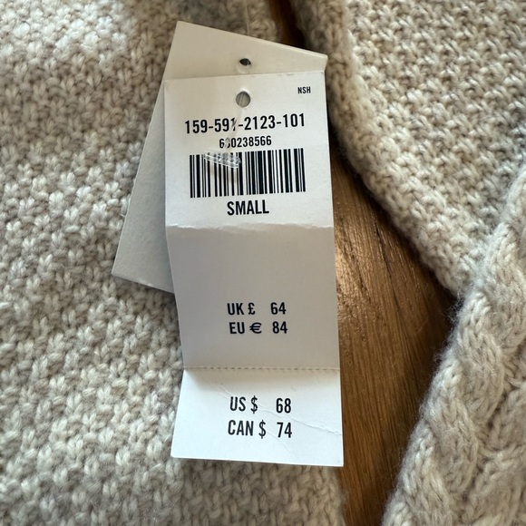 NWT Abercrombie & Fitch mock neck cable knit sweater dress oatmeal small women's - Picture 9 of 10